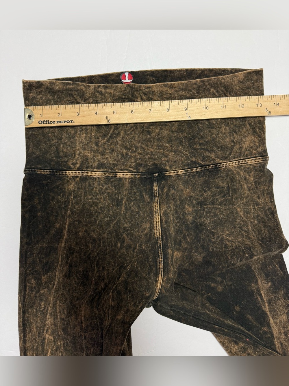 T Party Brown mineral wash Fringe flare-Leg Stretch yoga Pants size M - Picture 7 of 15